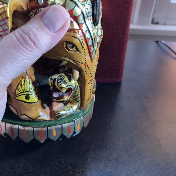 Kadamba Ambari Wooden Handcrafted Painted Elephant Figure 10” India Artwork - Picture 13 of 16